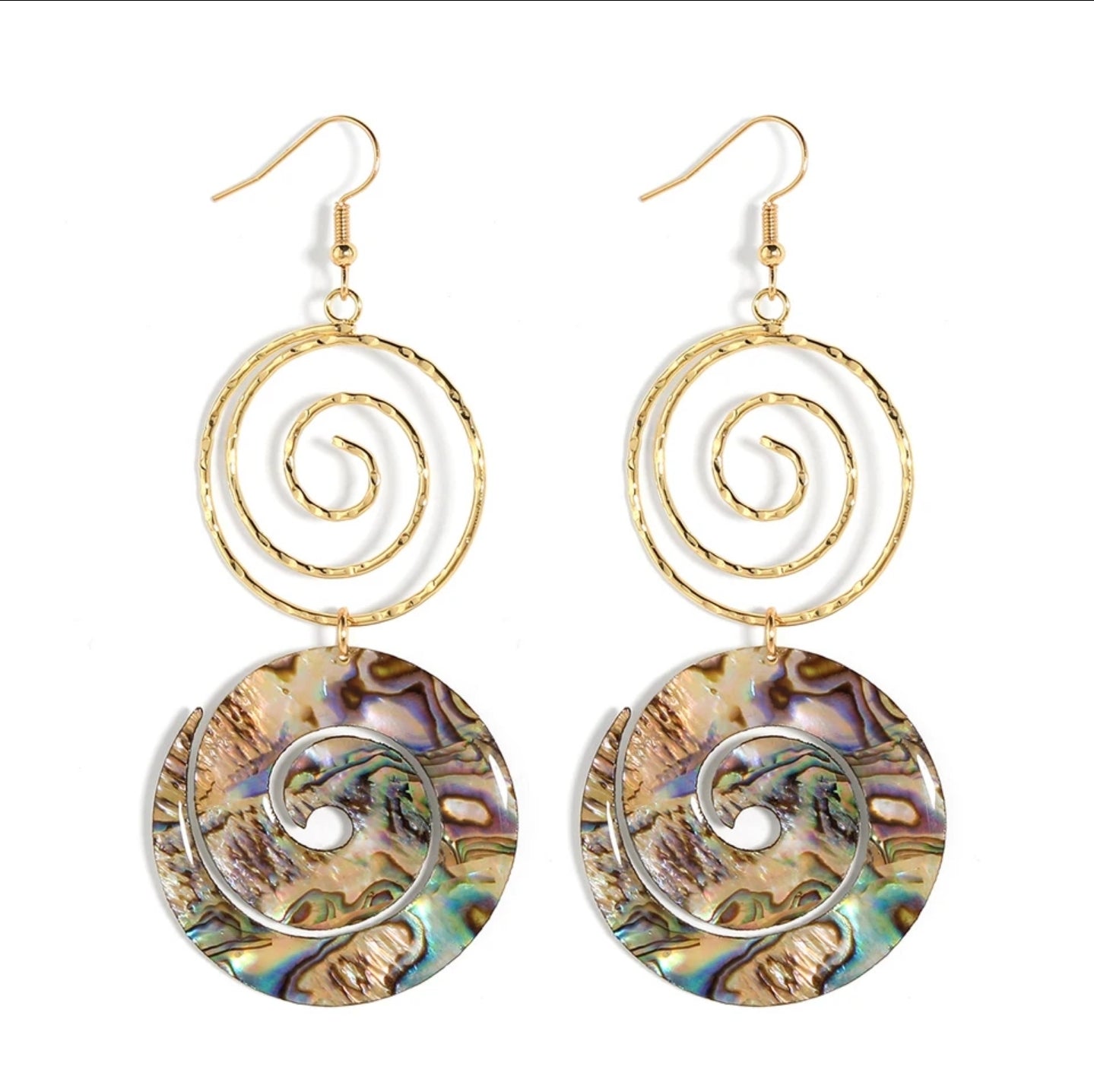 Abalone Shell Twirl Drop Earrings