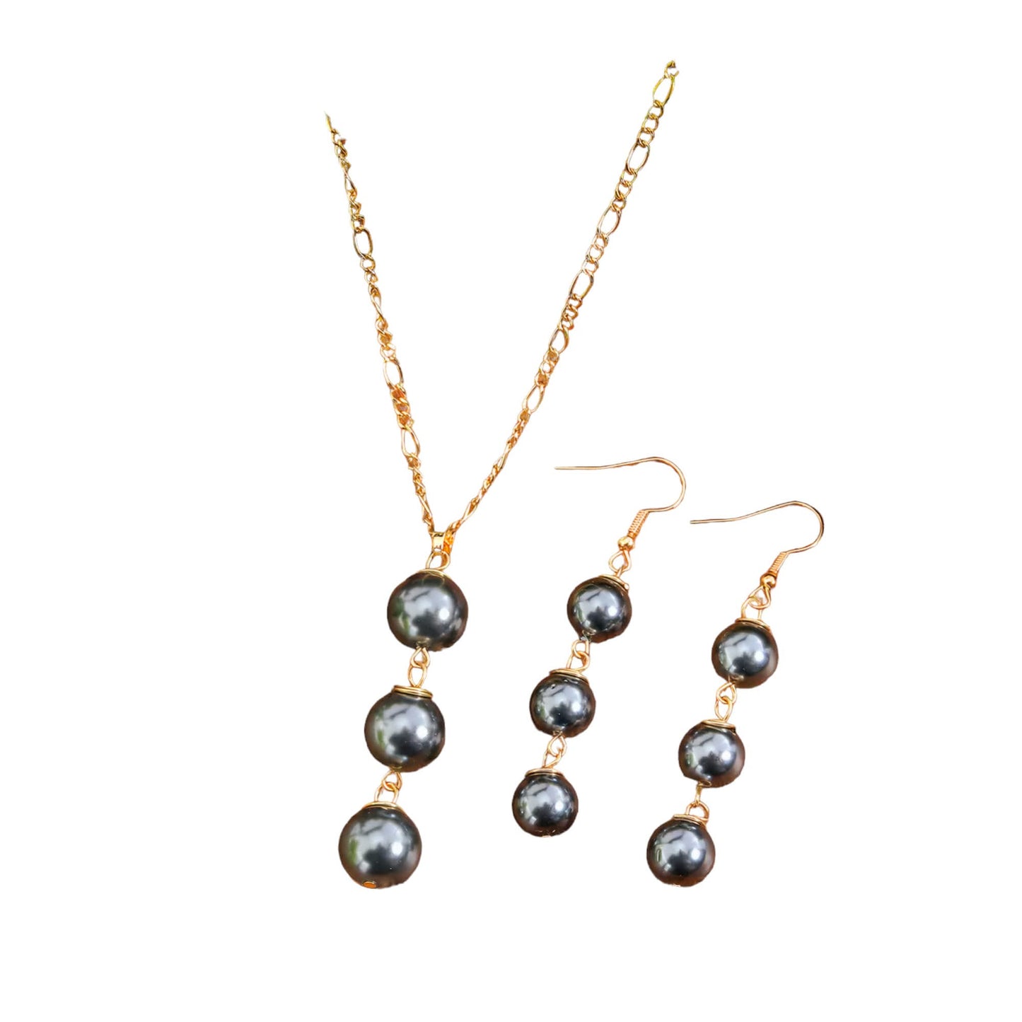 3 Pearl Necklace & Earring Set