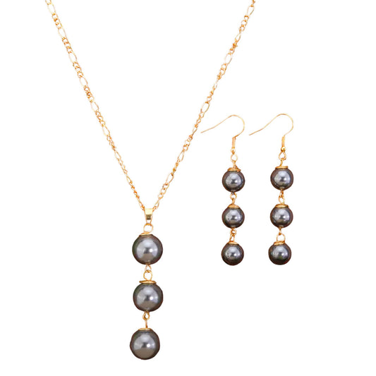 3 Pearl Necklace & Earring Set